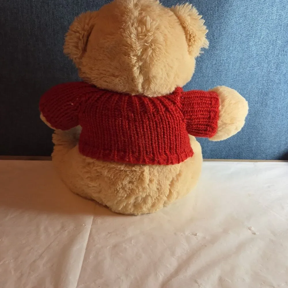 Avon 2010 Teddy Bear Plush Red Knit Heart Sweater Tan 9